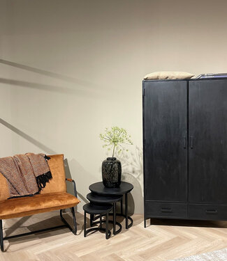 Livingfurn Kala Kast 2-Deurs Zwart 170x100x40 cm