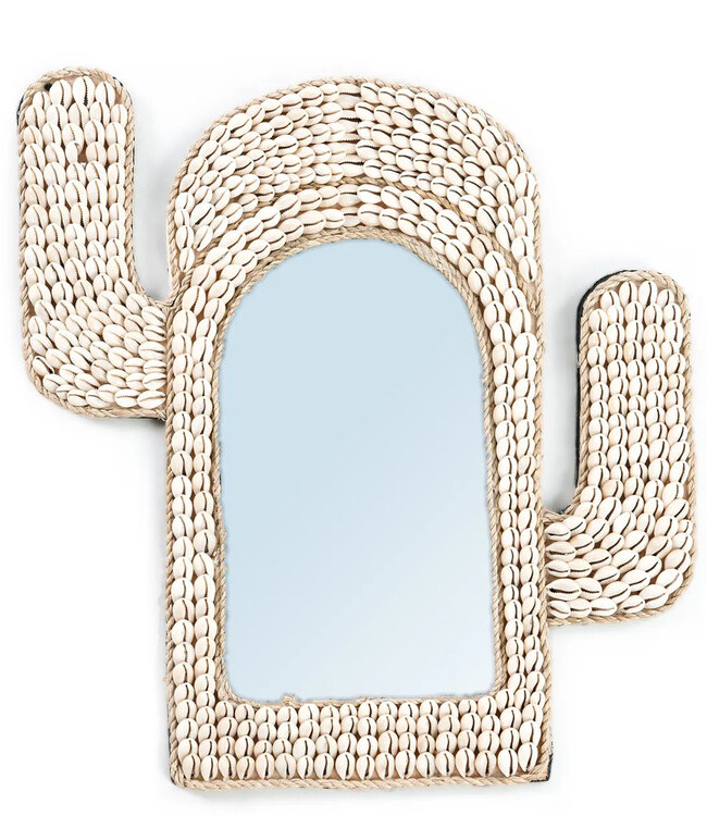 Bazar Bizar De Cactus Schelp Spiegel - Wit