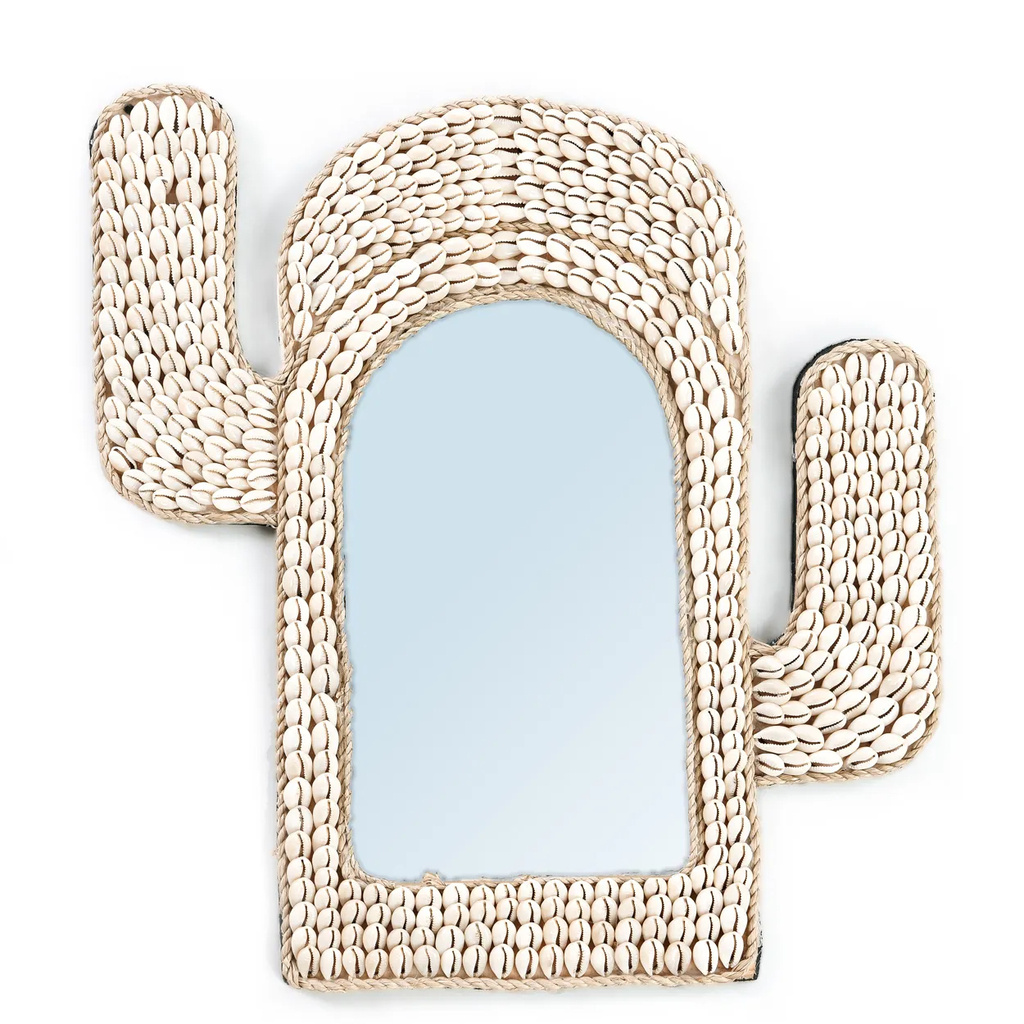 Bazar Bizar De Cactus Schelp Spiegel - Wit