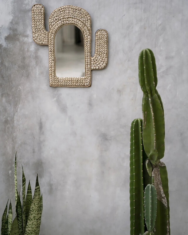 Bazar Bizar De Cactus Schelp Spiegel - Wit
