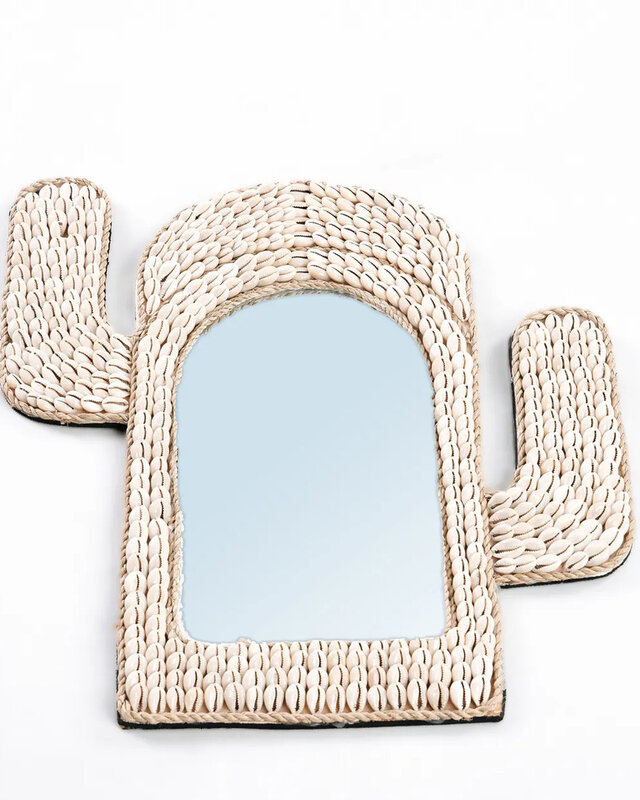 Bazar Bizar De Cactus Schelp Spiegel - Wit
