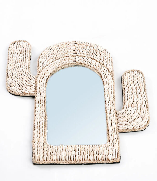 Bazar Bizar De Cactus Schelp Spiegel - Wit