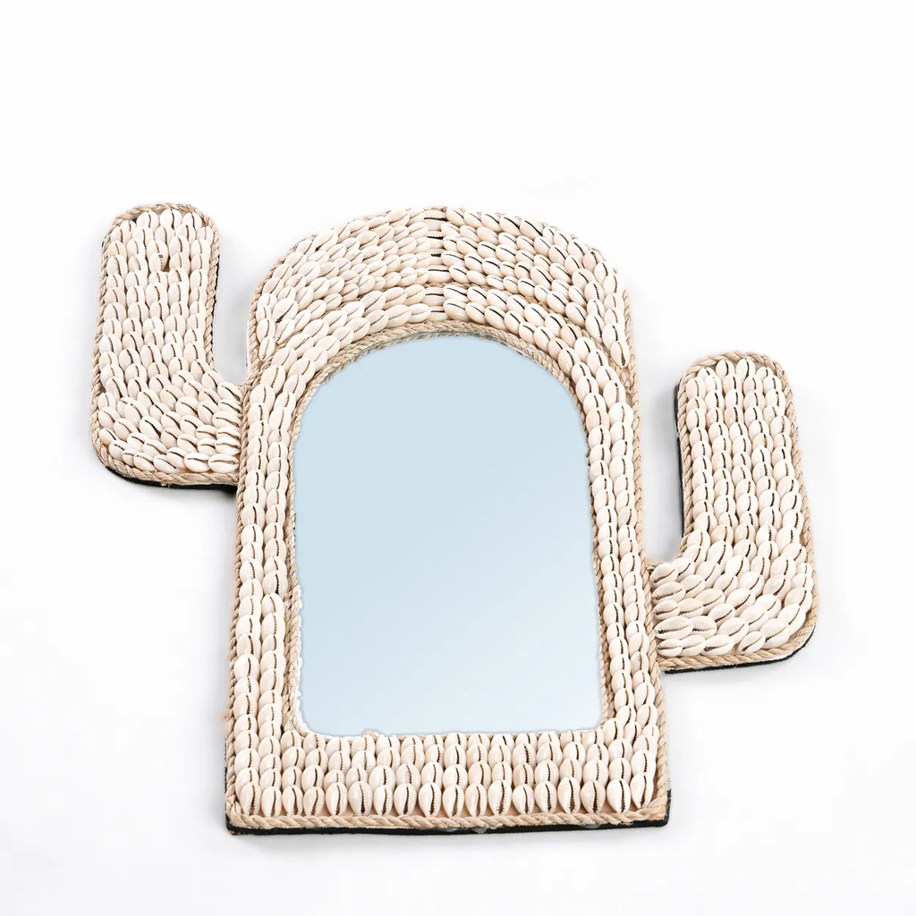 Bazar Bizar De Cactus Schelp Spiegel - Wit