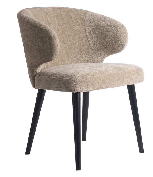 PTMD Fiori Cream 6051 eetkamerstoel met zwarte houten poten