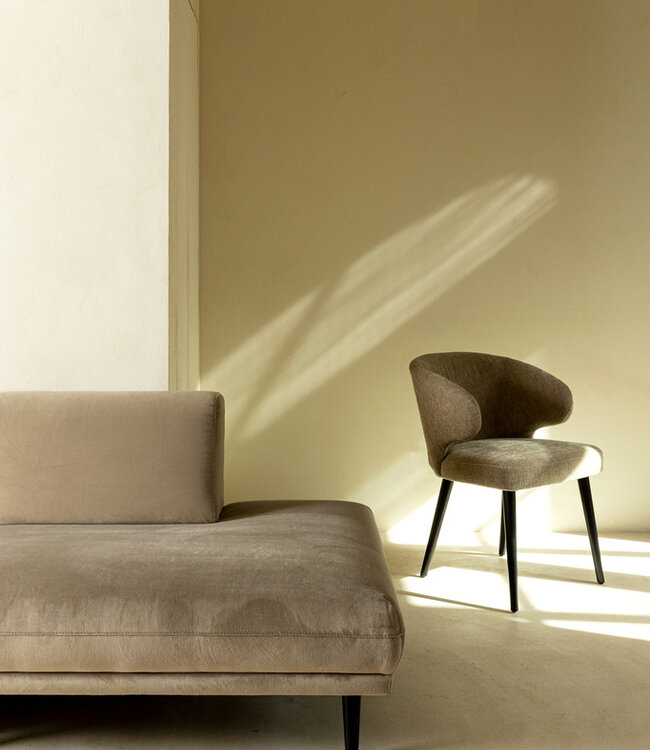 PTMD Fiori Cream 6051 eetkamerstoel met zwarte houten poten