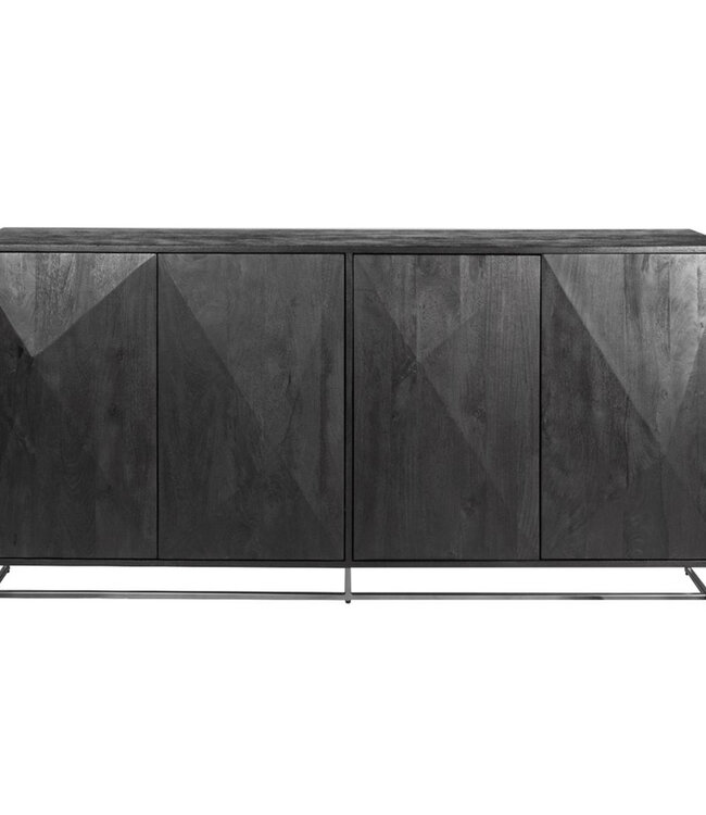 PTMD Onyx dressoir 4 deuren Zwart/Zwart