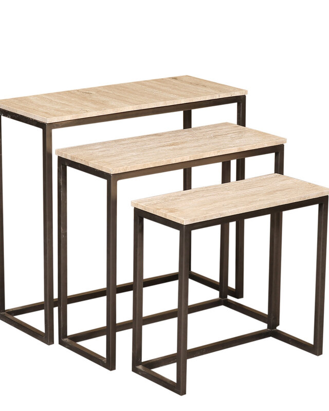 PTMD Zoah Black Travertine rechthoekige bijzettafel SV3
