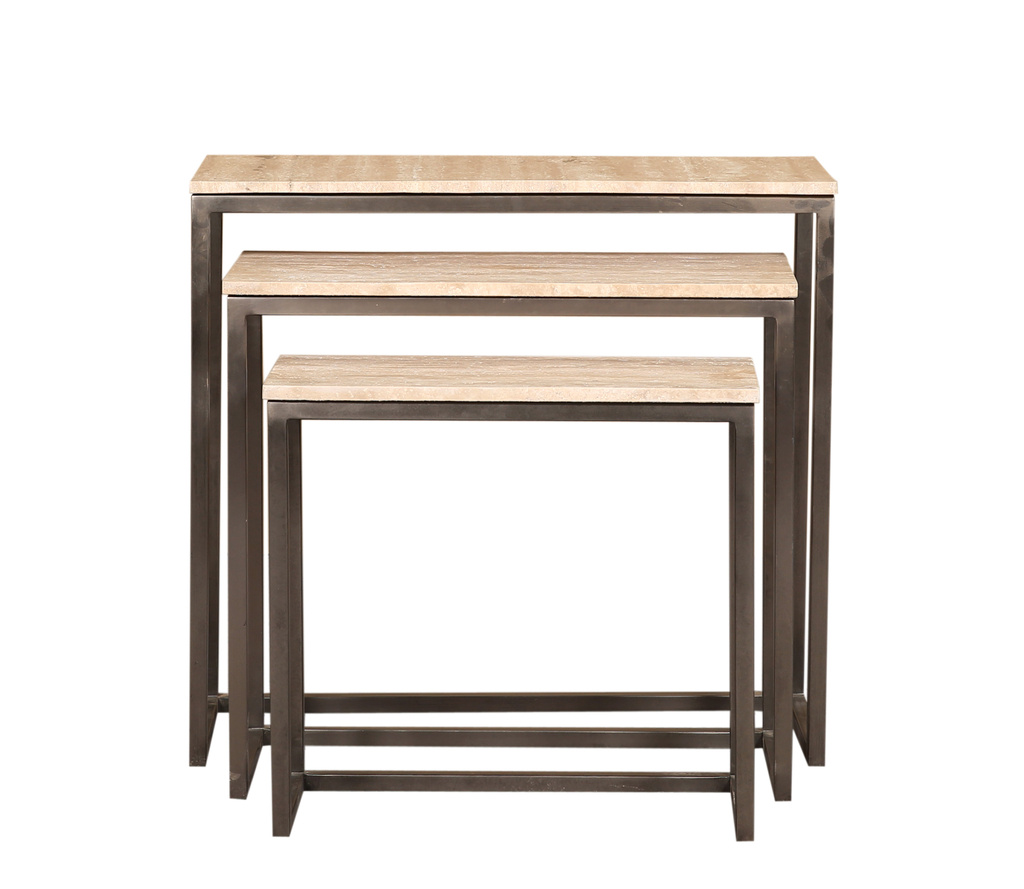 PTMD Zoah Black Travertine rechthoekige bijzettafel SV3