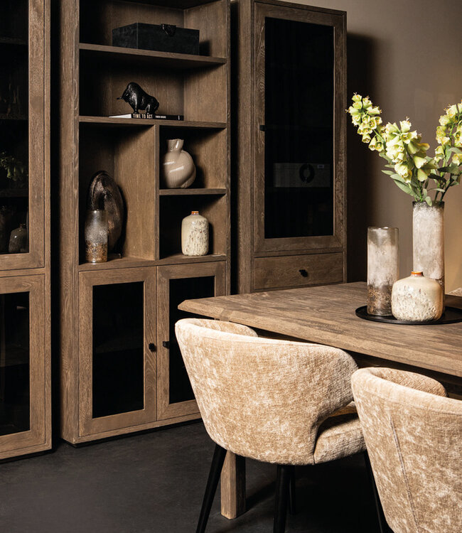 PTMD Eiken kast Armarium 4 deuren Grijs