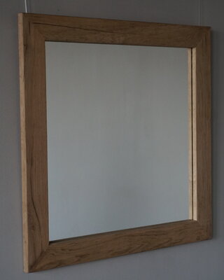 Rene Houtman Spiegel Geke | Oud Eiken Geschaafd | H70 x B70 cm