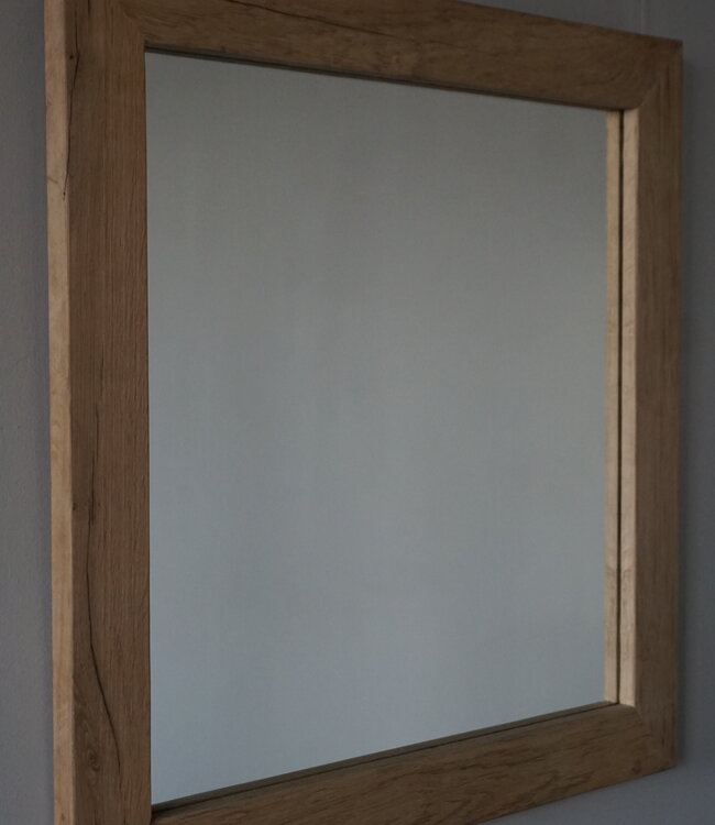 Rene Houtman Spiegel Geke | Oud Eiken Geschaafd | H70 x B70 cm