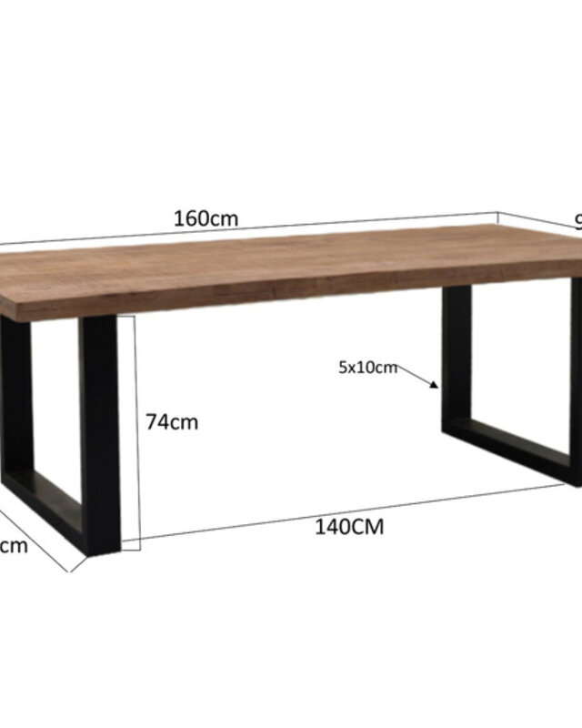 Brix Sturdy Eetkamertafel Mangohout H76xB160xD90 cm