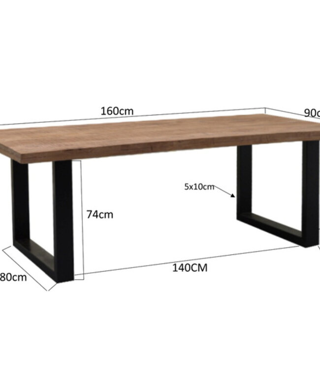 Brix Sturdy Eetkamertafel Mangohout H76xB160xD90 cm