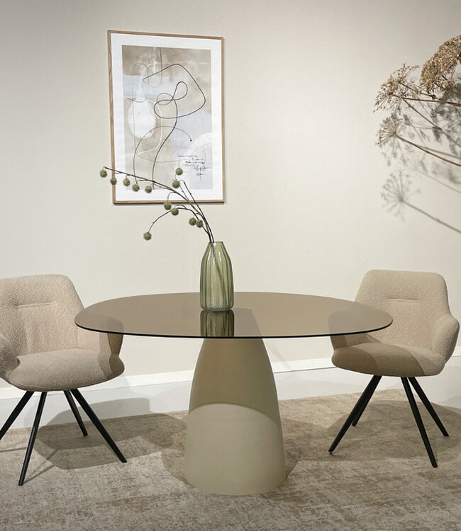 Brix Mylon Eetkamertafel Rookglas H76xB140xD120 cm
