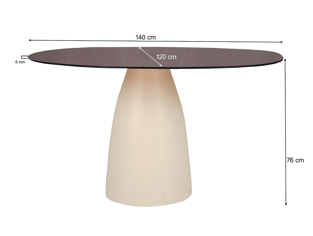 Brix Mylon Eetkamertafel Rookglas H76xB140xD120 cm