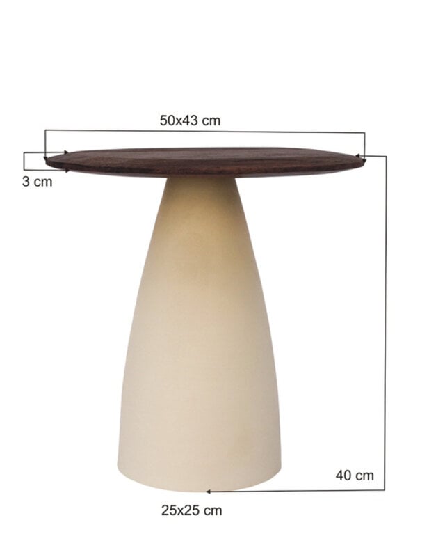 Brix Marron Bijzettafel Bruin Hout H40xB50xD43 cm
