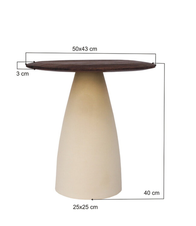 Brix Marron Bijzettafel Bruin Hout H40xB50xD43 cm