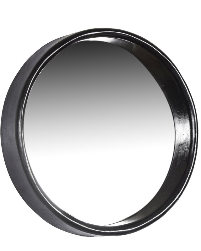 Brix Demy Spiegel Zwart Rond Mangohout ?55 cm