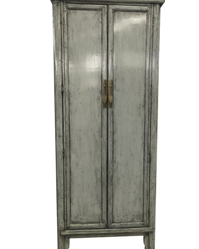 Livingfurn Marie Elise Kast Elm Hout Grijsgroen H220xB95xD45 cm