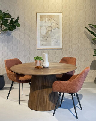 Livingfurn Salvator Eetkamertafel Rond | Mangohout | H76xD130 cm