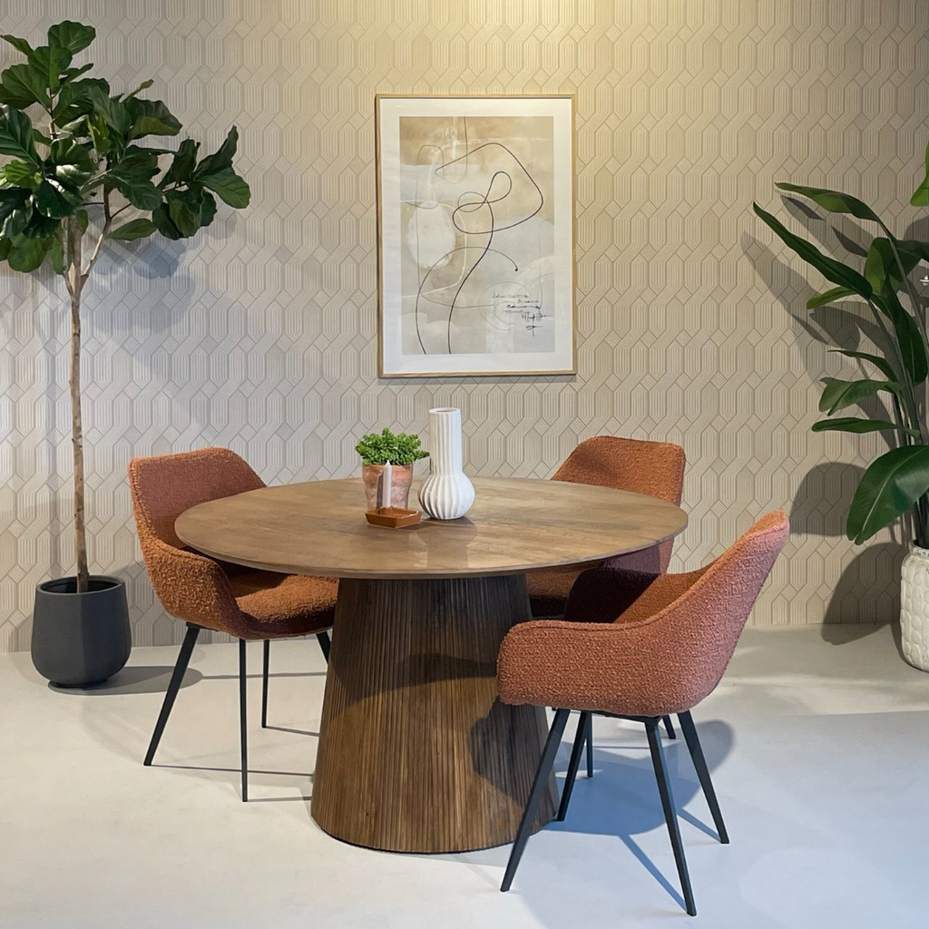 Livingfurn Salvator Eetkamertafel Rond | Mangohout | H76xD130 cm