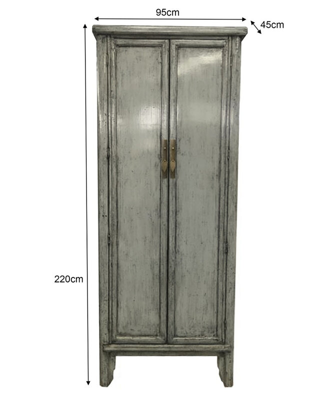 Livingfurn Marie Elise Kast Elm Hout Grijsgroen H220xB95xD45 cm