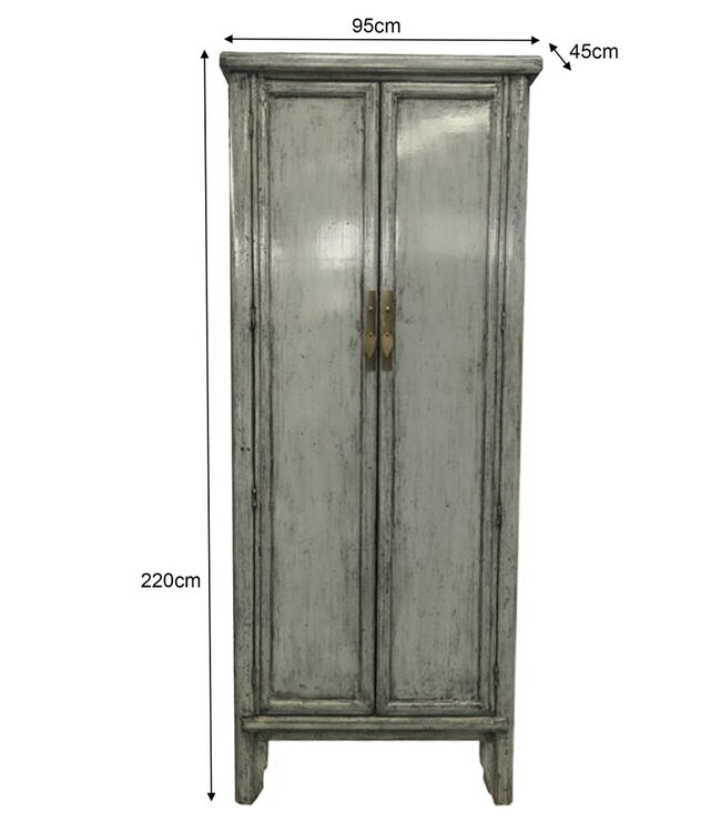 Livingfurn Marie Elise Kast Elm Hout Grijsgroen H220xB95xD45 cm