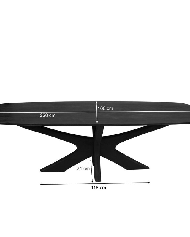 Brix Montreaux Eetkamertafel Zwart H76xB220xD100 cm