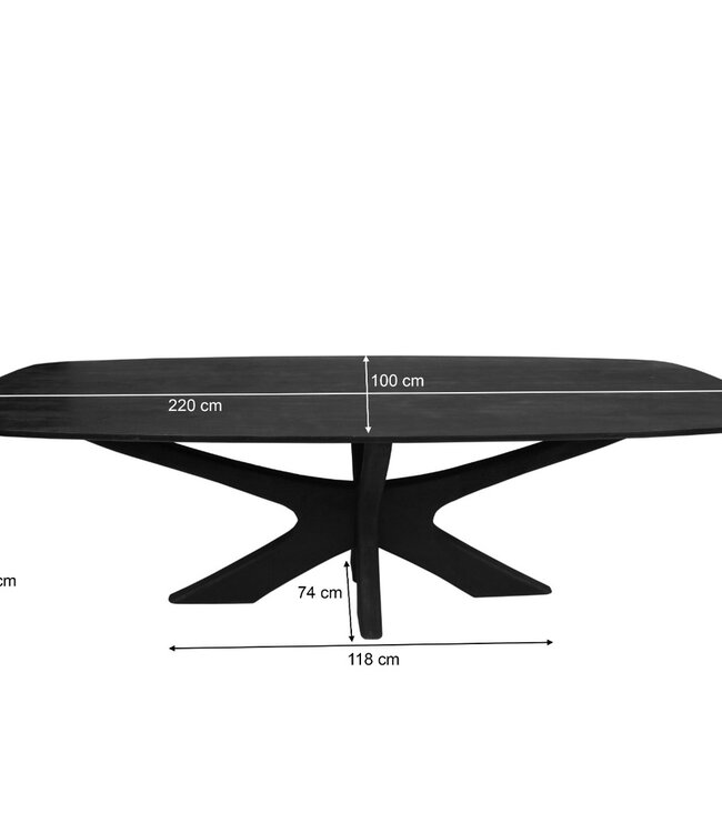 Brix Montreaux Eetkamertafel Zwart H76xB220xD100 cm