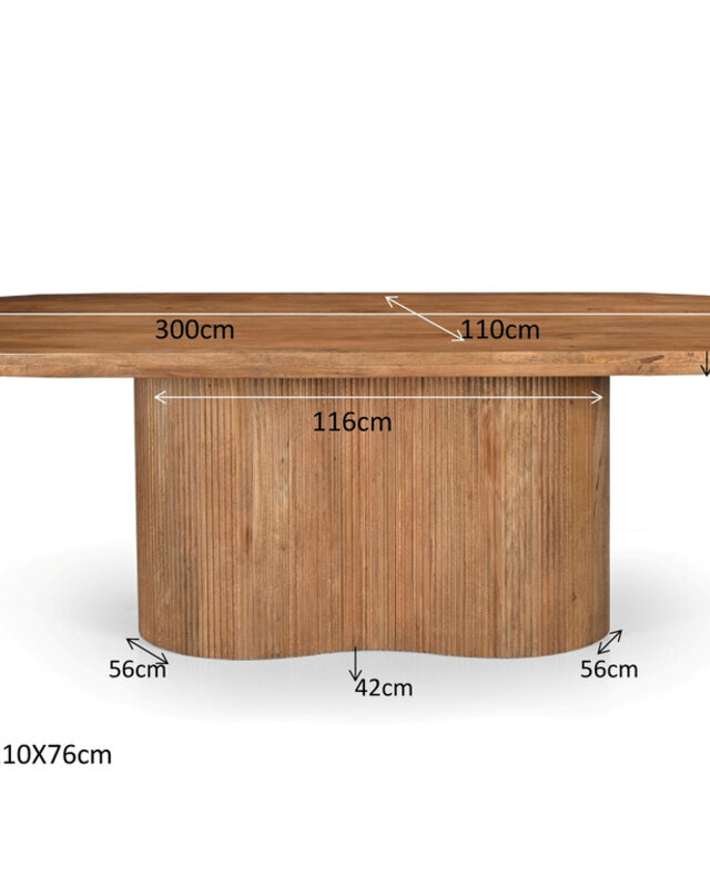 Livingfurn Sevilla Eetkamertafel Hout H76xB300xD110 cm