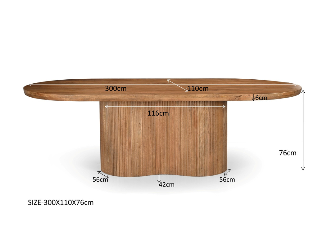 Livingfurn Sevilla Eetkamertafel Hout H76xB300xD110 cm
