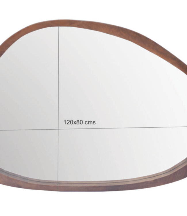 Brix Jaira Spiegel Walnoot Organische Vorm H120xB80 cm