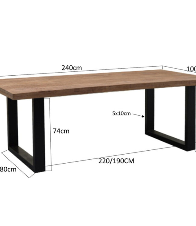 Brix Sturdy Eetkamertafel Mangohout H76xB240xD100 cm