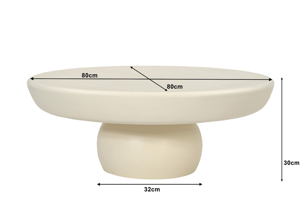 Brix Dune Salontafel Rond Beton H30xD80 cm