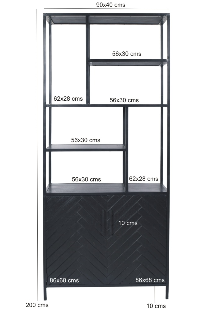 Livingfurn York Kast Mangohout H200xB90xD40 cm