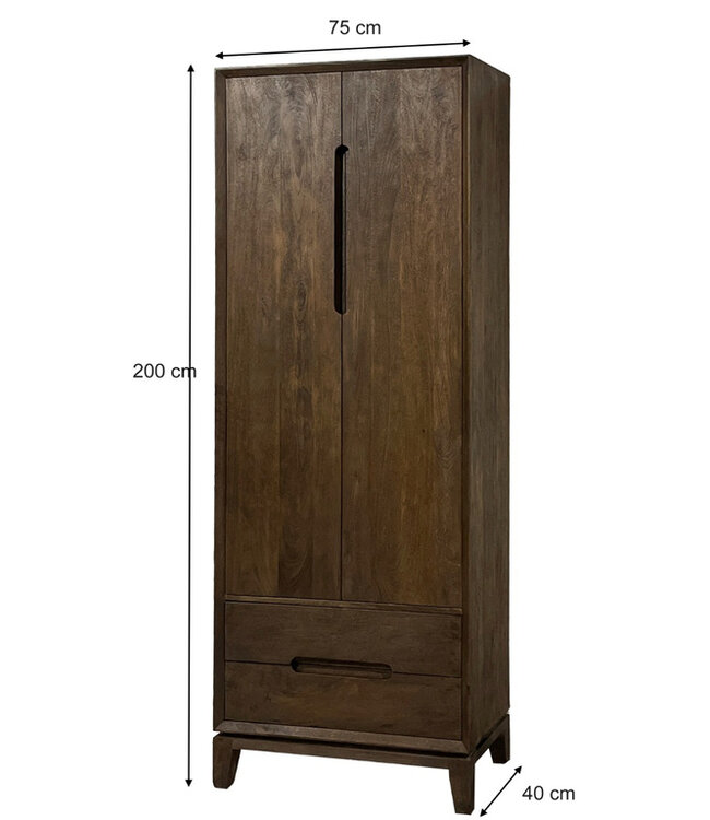 Livingfurn Cortez Kabinet Mangohout H200xB75xD40 cm