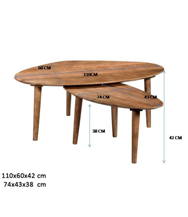 Livingfurn Xavier Salontafel Set Van 2 Mangohout Naturel