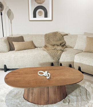 Livingfurn Salvator Salontafel Ovaal Organisch 120x70x36 Cm Bruin