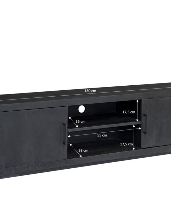 Livingfurn Jaxx Tv-Meubel 2-Deurs Zwart 150x53x40 cm