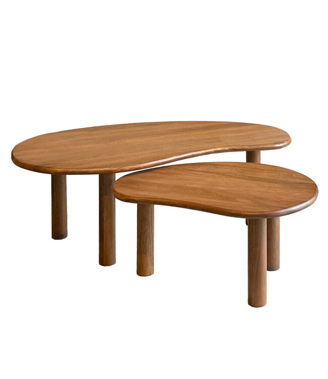 Livingfurn Nubi Salontafel Set Van 2 Stuks Organisch Bruin