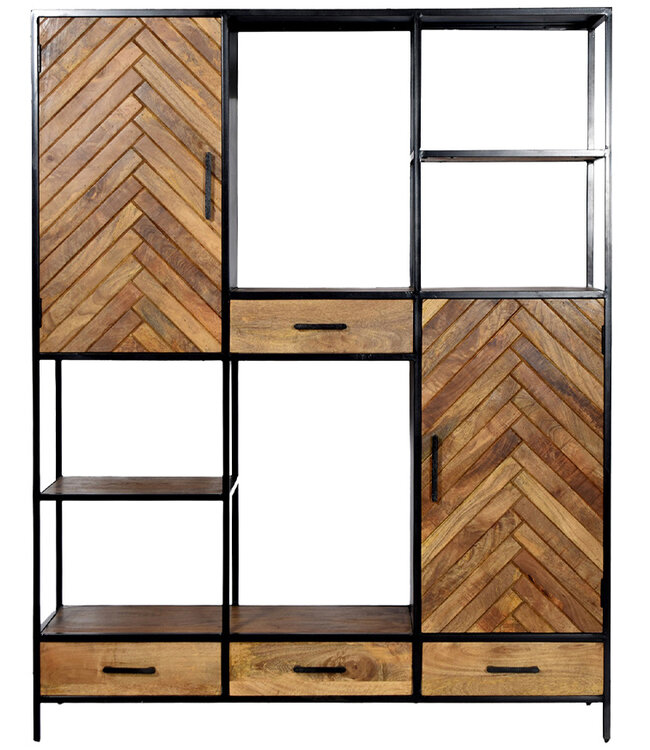 Livingfurn Brooklyn Vakkenkast Mango/Staal 200x160x40 cm