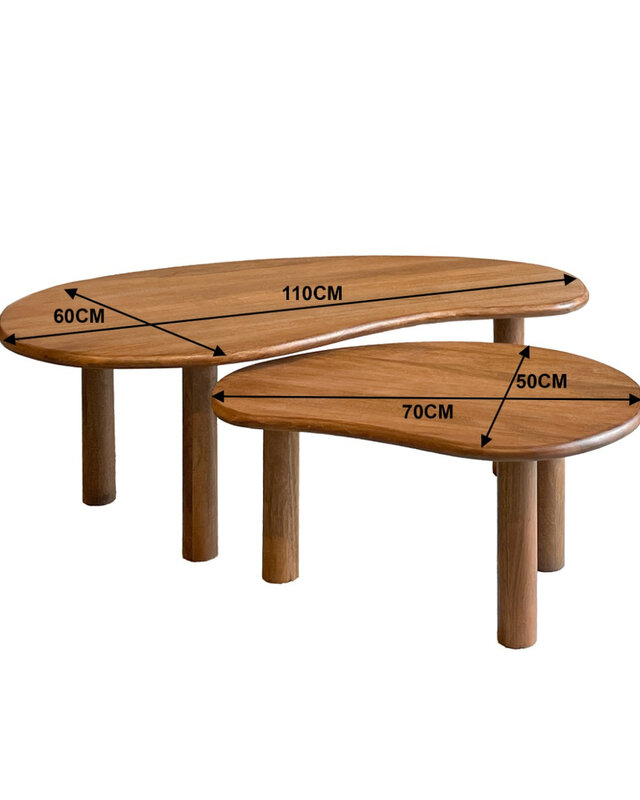 Livingfurn Nubi Salontafel Set Van 2 Stuks Organisch Bruin