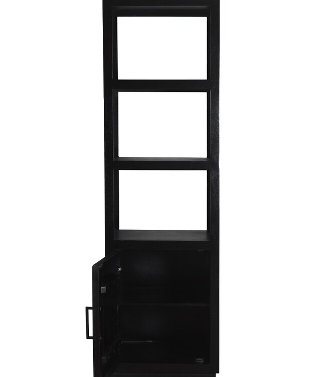Livingfurn Jaxx Vakkenkast Zwart 3-Vaks 1-Deur 200x60x45cm