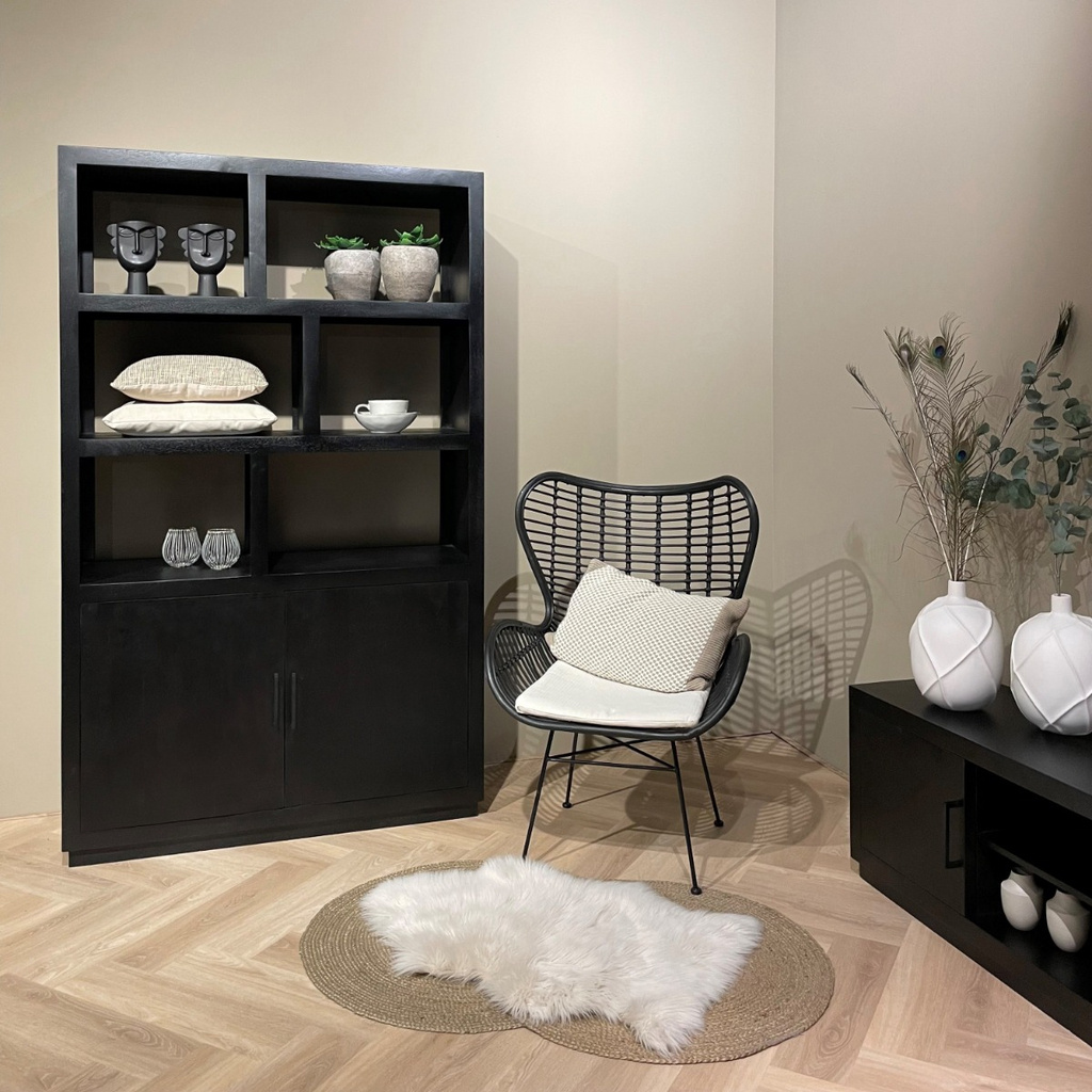 Livingfurn Jaxx Vakkenkast Zwart 200x120x45 cm