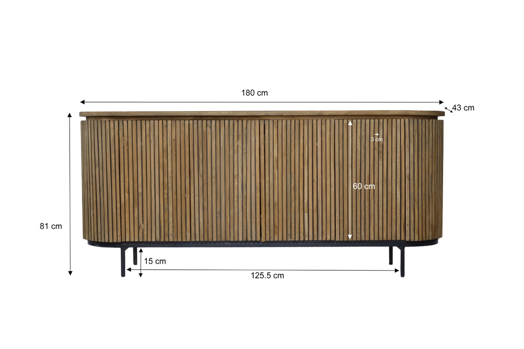 Livingfurn Lausanne Organisch TV-Meubel 2-Deurs 170x81x43cm