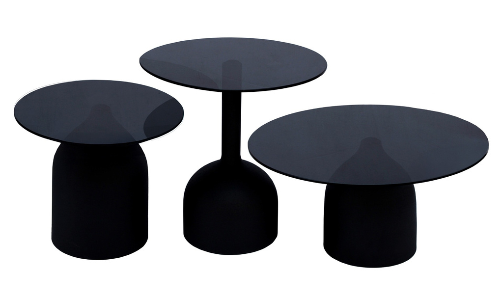 Brix Isa Rookglas Salontafel Rond Zwart 70x36x70 cm