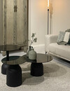 Brix Isa Rookglas Salontafel Rond Zwart 70x36x70 cm