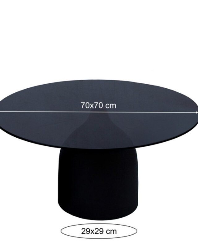 Brix Isa Rookglas Salontafel Rond Zwart 70x36x70 cm