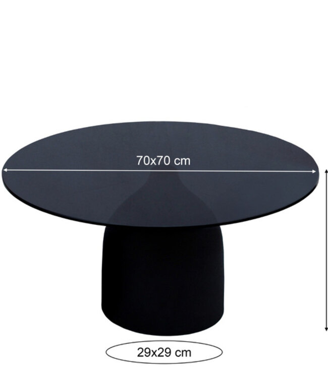 Brix Isa Rookglas Salontafel Rond Zwart 70x36x70 cm