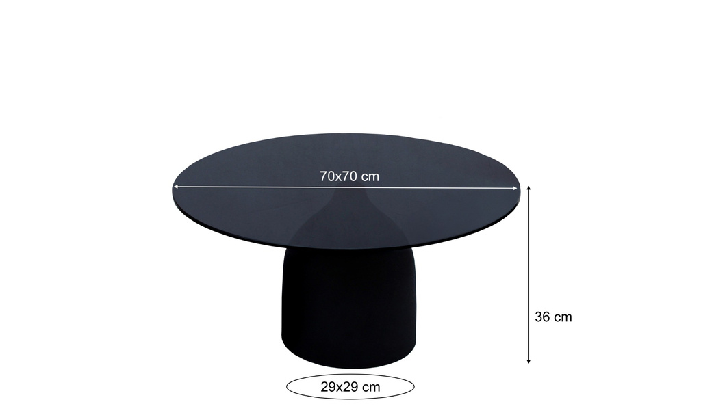 Brix Isa Rookglas Salontafel Rond Zwart 70x36x70 cm